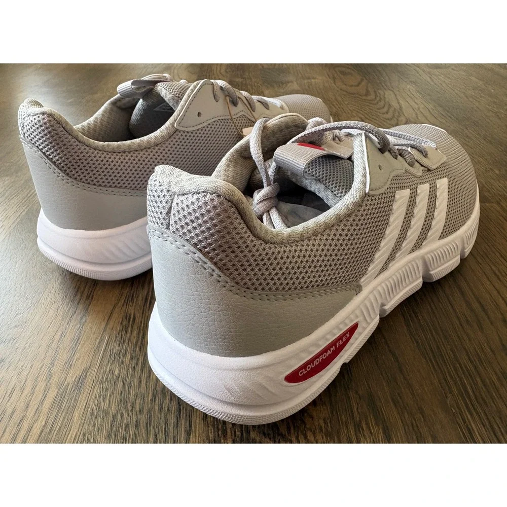Adidas Cloudfoam Flex Mens Size 9.5 Wide Running Shoes Grey White Red HQ4851